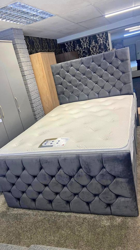 Florida Classic Upholstered Bed UK - Side view of premium florida from CESS Furniture UK