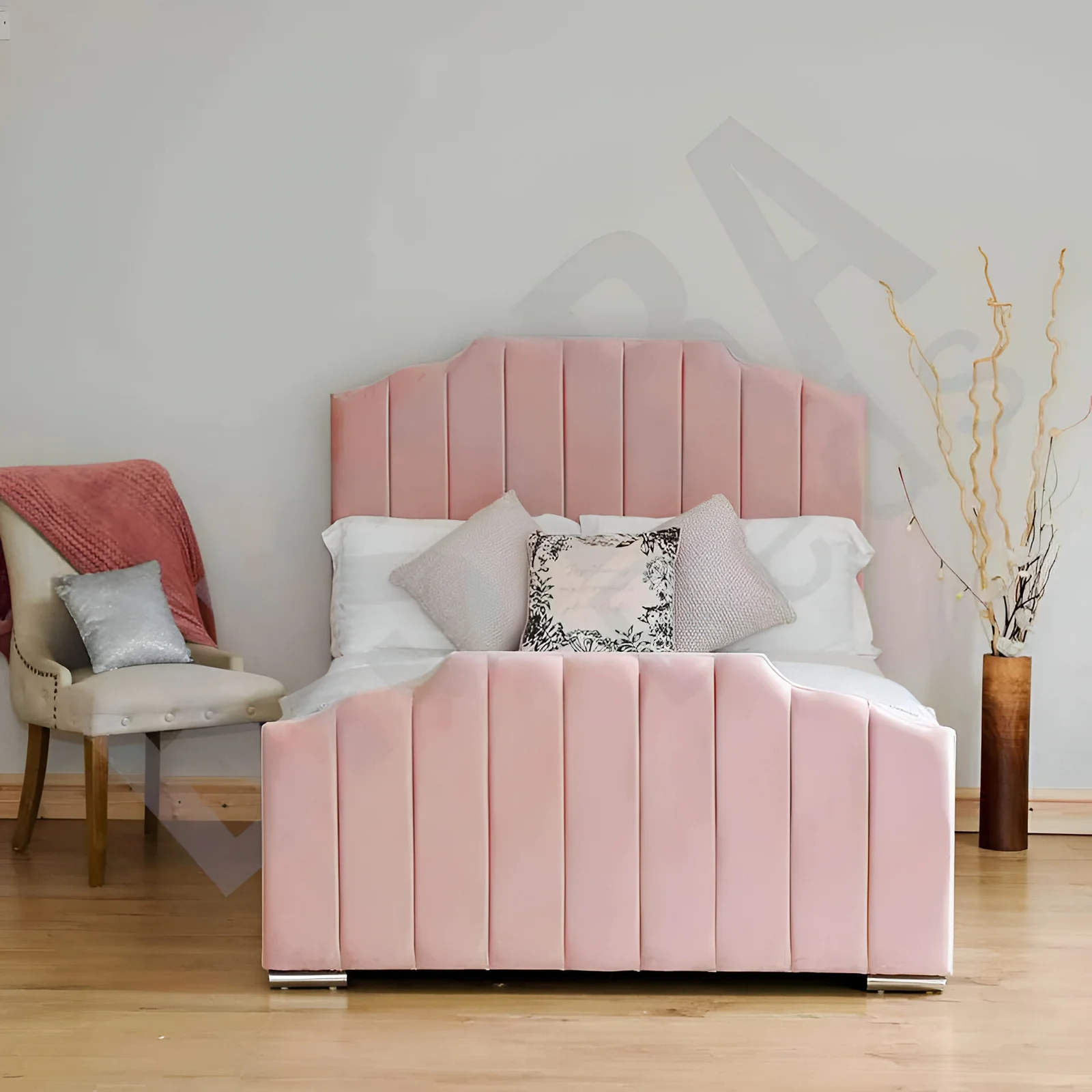 Luxury Arizona Panel Wing Bed UK | Premium Mink Velvet | Shop Online | Free Delivery