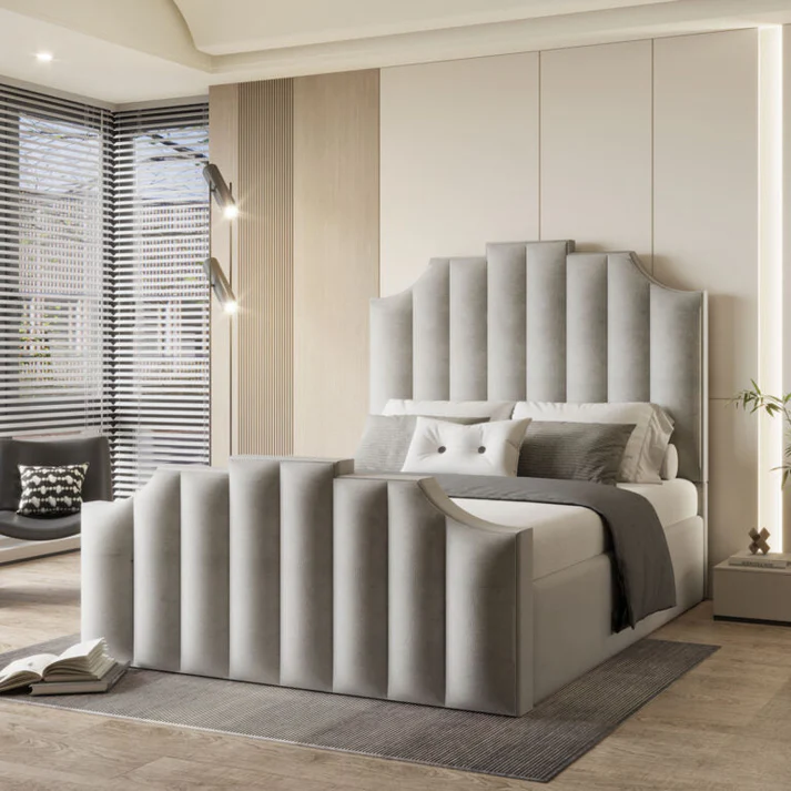 Luxury Arizona Sleigh Bed UK | Premium Silver Grey | Shop Online | Free Delivery