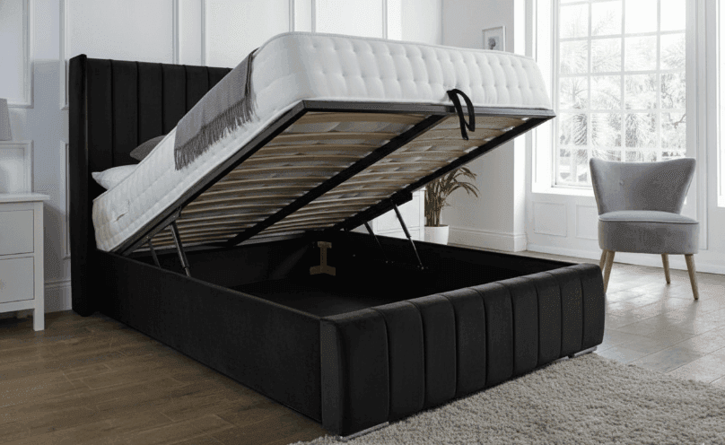 Arizona Wings Panel Ottoman Bed UK | Storage Ottoman Bed with Lift-Up Mechanism 